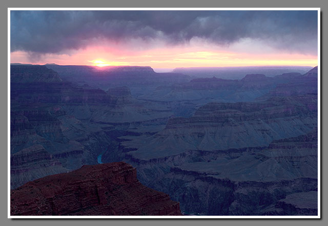 Grand Canyon National Park, south rim, Arizona, sunset, storm clouds